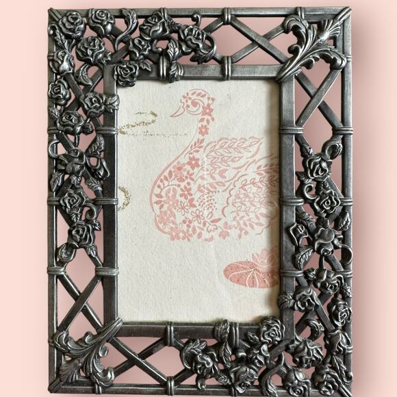 American Vintage Other - Metal Victorian Roses Photo Frame Vintage Moody Dark Cottage Wall Art